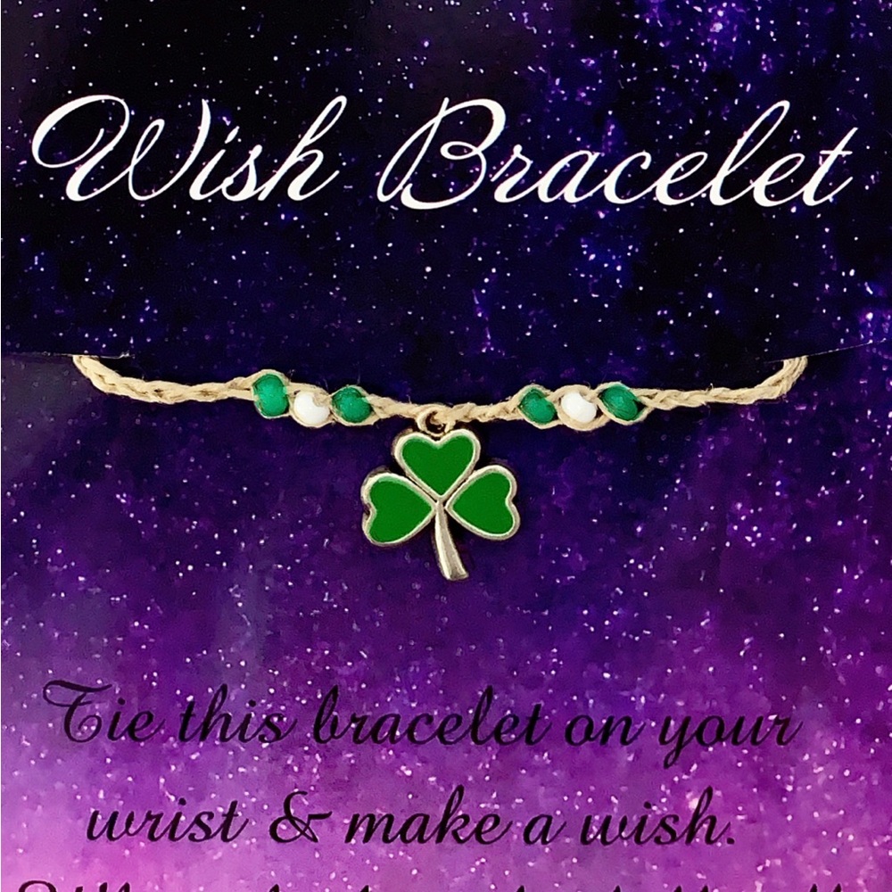 Wish Bracelet with Green Clover Charm